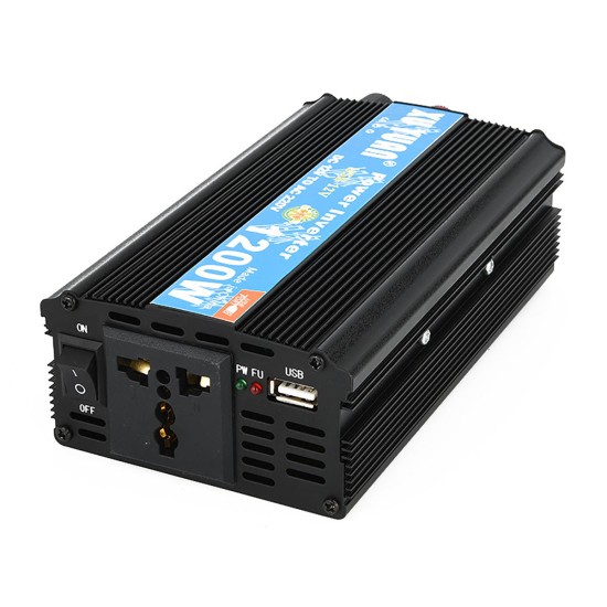 1200W Peak Intelligent Power Converter Power Supply Inverter DC 12V/24V To AC 220V/110V Power Inverter Modified Sine Wave