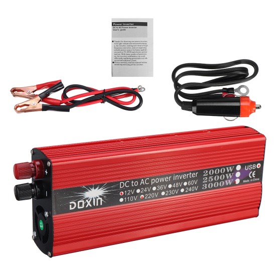 3000W DC To AC Power Inverter 110/220V Dual USB Ports Modified Sine Wave Solar Photovoltaic Power Converter