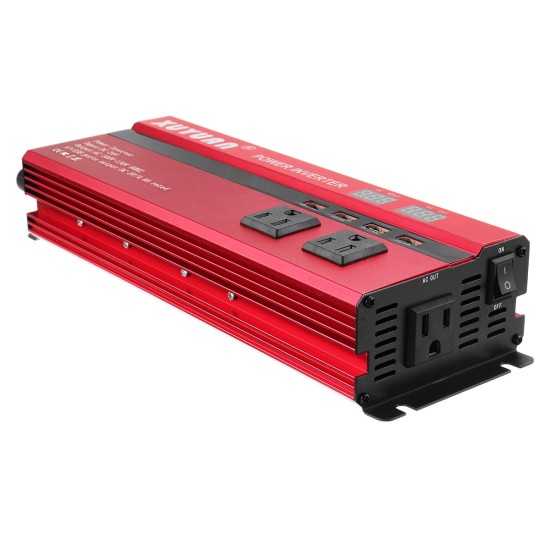 5000W 12V/24V DC to 110V/220V AC Solar Power Inverter LED Modified Sine Wave Converter Red