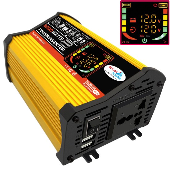 6000W 110V/220V Car Power Inverter Modified Sine Wave Inverter With LED Smart Display Power Converter Dual USB Ports