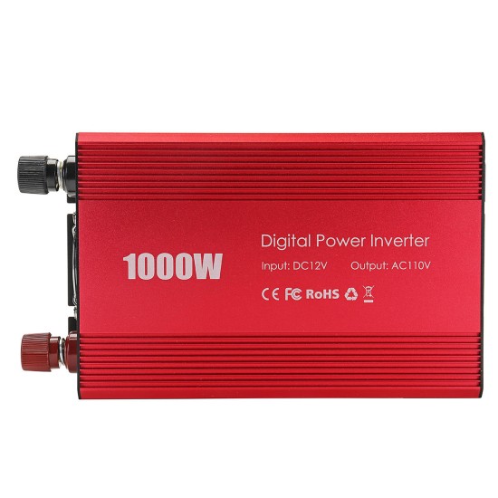 Power Inverter 1000W 12V DC to 110V AC Inverter Full-Bridge with 3 AC Outlets High Quality