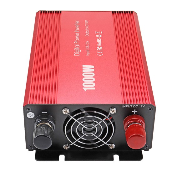 Power Inverter 1000W 12V DC to 110V AC Inverter Full-Bridge with 3 AC Outlets High Quality