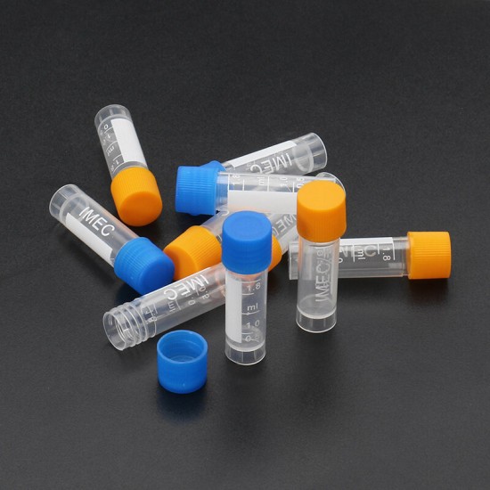 10pcs 1.8ml Plastic Graduated Vial 0.063oz Cryovial Tube Sample