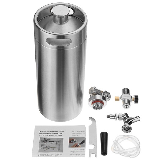 2/4/5L Homebrew Growler Mini Keg Stainless Steel Bar Beer Wine Making Tools Valve