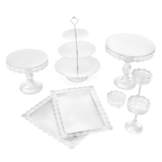 Wedding Cake Stand Crystal Decor Supplies Metal Cupcake Holder Crystal Plates Set