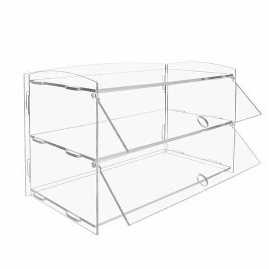 2 Layer Acrylic Bakery Pastry Display Box Case Cabinet Cakes Donuts Cupcakes Stand