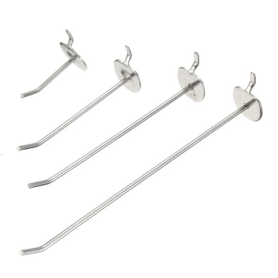 50/100/150/200mm Universal Pegboard Single Hole Hooks Chrome Home Kitchen Bathroom Tools Silver Iron Pegboard Hooks