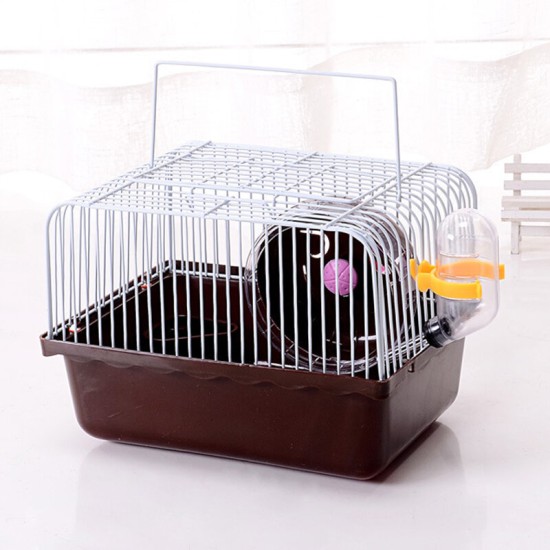 Pet Hamster Cage With Running Wheel Water Bottle Food Basin House Mice Home Habitat Decorations