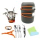 Portable Backpacking Outdoor Picnic Set Hiking Cookware Camping Pot Bowl Stove Set Burner