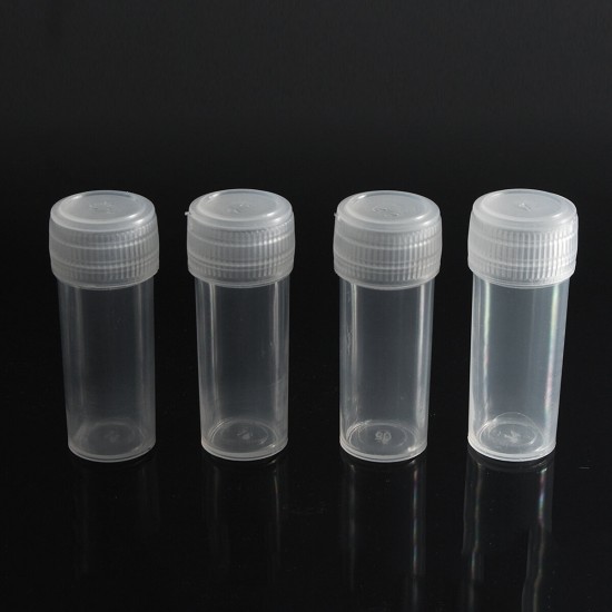 20Pcs 5ml Chemistry Plastic Test Tube Vials with Seal Caps Pack Container