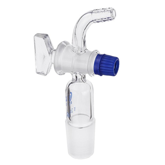 24/29 Glass Adapter Vacuum Flow Control Adapter with Glass Stopcock Male Ground Joint to Right Angle Hose Connection