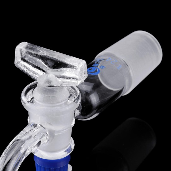 24/29 Glass Adapter Vacuum Flow Control Adapter with Glass Stopcock Male Ground Joint to Right Angle Hose Connection