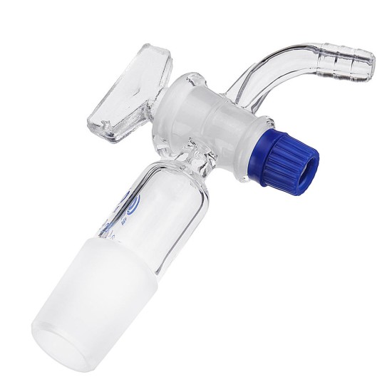 24/29 Glass Adapter Vacuum Flow Control Adapter with Glass Stopcock Male Ground Joint to Right Angle Hose Connection