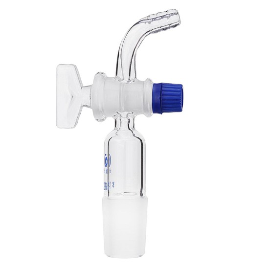 24/29 Glass Adapter Vacuum Flow Control Adapter with Glass Stopcock Male Ground Joint to Right Angle Hose Connection