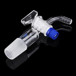 24/29 Glass Adapter Vacuum Flow Control Adapter with Glass Stopcock Male Ground Joint to Right Angle Hose Connection 24/29 Glass Adapter Vacuum Flow Control Adapter with Glass Stopcock Male Ground Joint to Right Angle Hose Connection