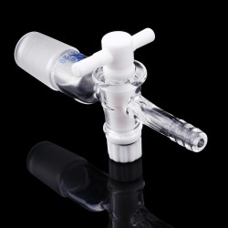 24/29 Glass Adapter Vacuum Flow Control Adapter with PTFE Stopcock Male Ground Joint to Straight Hose Connection 24/29 Glass Adapter Vacuum Flow Control Adapter with PTFE Stopcock Male Ground Joint to Straight Hose Connection