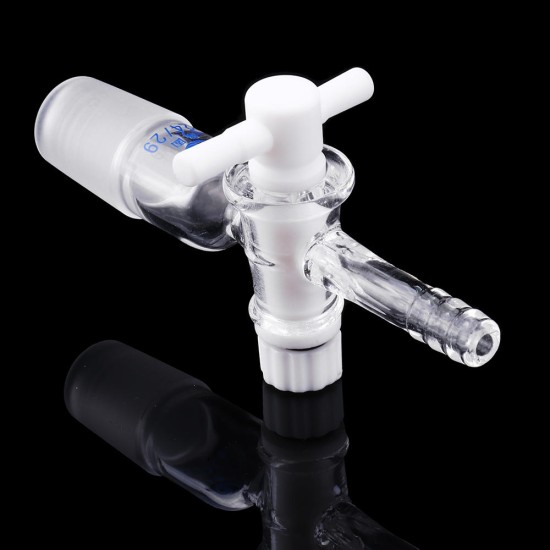 24/29 Glass Adapter Vacuum Flow Control Adapter with PTFE Stopcock Male Ground Joint to Straight Hose Connection