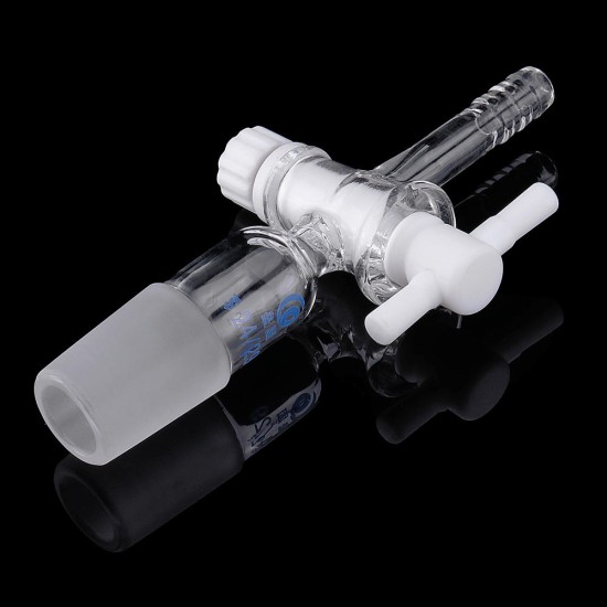 24/29 Glass Adapter Vacuum Flow Control Adapter with PTFE Stopcock Male Ground Joint to Straight Hose Connection
