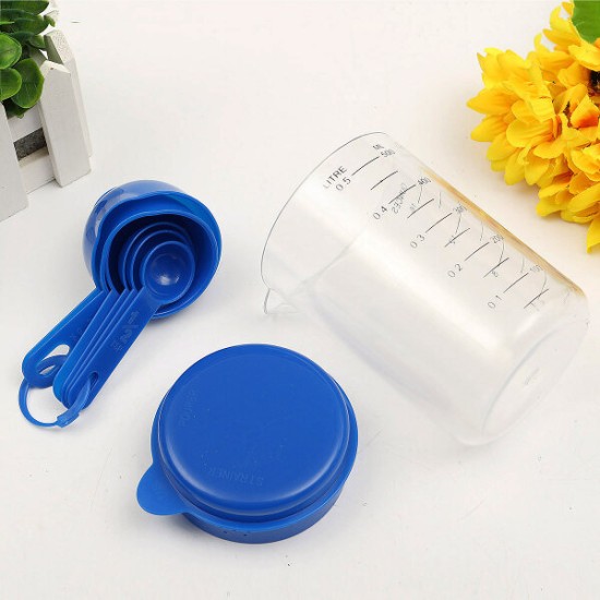 500ML Plastic Craft Tea Spoon Measuring Cup with Spoons Set for Lab