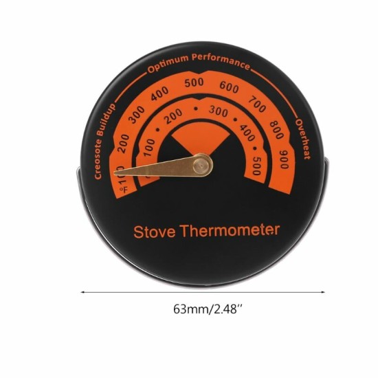 1PC Alloy Magnetic Stove Flue Pipe Thermometer Magnetic Wood Stove Thermometer Fireplace Fan Stove Thermometer BBQ Thermometer