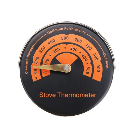 1PC Alloy Magnetic Stove Flue Pipe Thermometer Magnetic Wood Stove Thermometer Fireplace Fan Stove Thermometer BBQ Thermometer