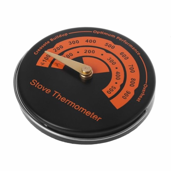 1PC Alloy Magnetic Stove Flue Pipe Thermometer Magnetic Wood Stove Thermometer Fireplace Fan Stove Thermometer BBQ Thermometer