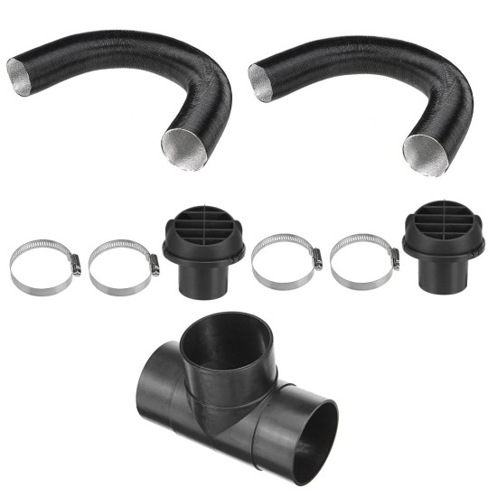 60mm Heater Pipe Ducting T Piece Warm Air Outlet Vent Hose Clips For Parking Diesel Heater