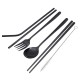 Portable 304 Stainless Steel Drinking Straw Spoon Reusable Straws Fork Chopsticks Brush Combination Set