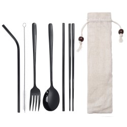 Portable 304 Stainless Steel Drinking Straw Spoon Reusable Straws Fork Chopsticks Brush Combination Set Portable 304 Stainless Steel Drinking Straw Spoon Reusable Straws Fork Chopsticks Brush Combination Set