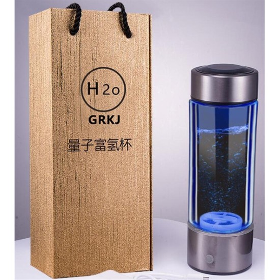 450ml Portable H Rich Water Maker Ionizer Generator Water Cup Bottle USB Filter