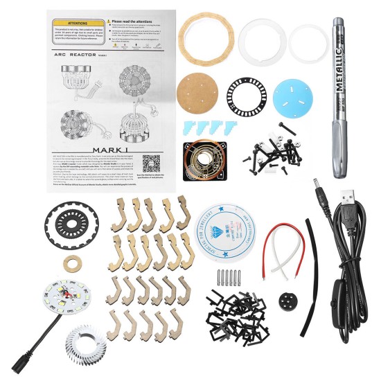 MK1 Acrylic Tony DIY Arc Reactor Lamp Arcylic Kit Illuminant LED Flash Light Set