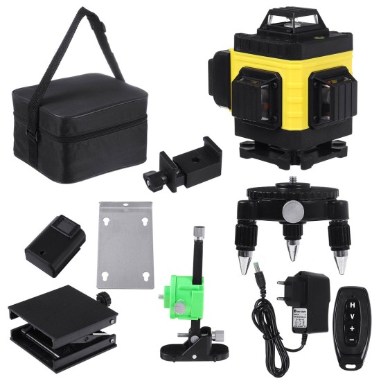 12/16 Line 4D Laser Level Green Light Digital Self Leveling 360° Rotary Measure with 6000mah Battery