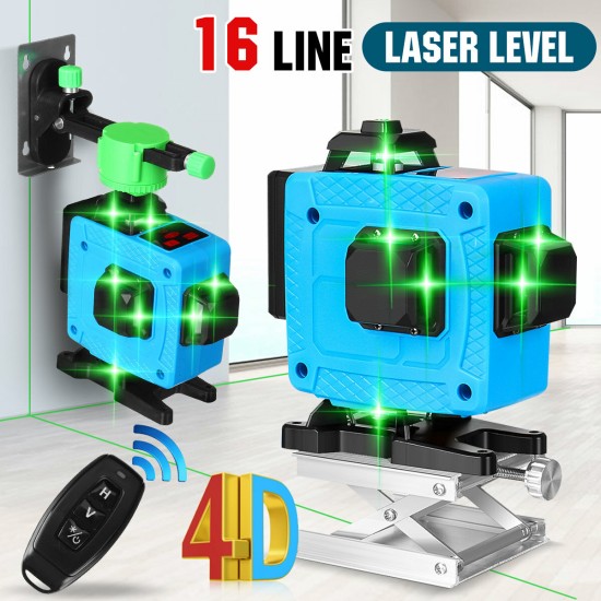 16 Line 4D Laser Level Green Light Auto Self Leveling Cross 360° Rotary Measure