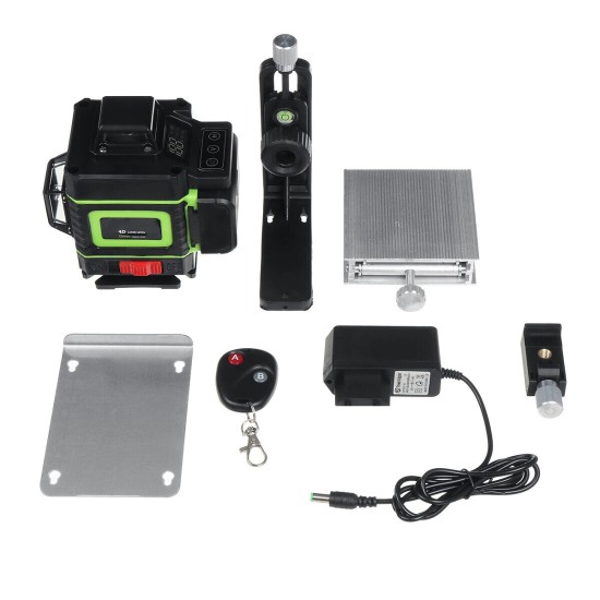 16-Line Strong Green Light 3D Remote Control Laser Level Measure with Wall Attachment Frame