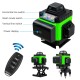 16 Lines 4D Laser Level, Green Laser Line, Self Leveling, Horizontal Lines &360 Degree Vertical Cross with 2xBattery for Outdoor