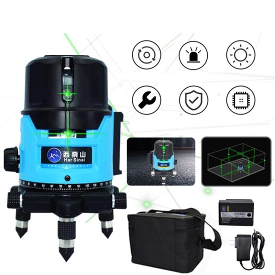 3D 360° Rotary Green Laser Level 5 Lines Self-Leveling Cross Horizontal Vertical Measuring Tool