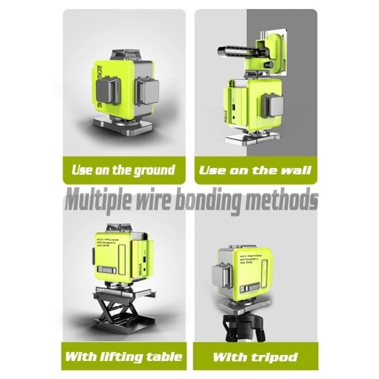 8/12/16 Line 4D Green Light Digital Laser levels Self Leveling 360° Rotary Measuring Tools with 2 Battery