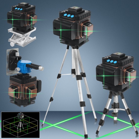 8/12/16Line Laser Level with Green Light Digital Self Leveling 360° Rotary Measure