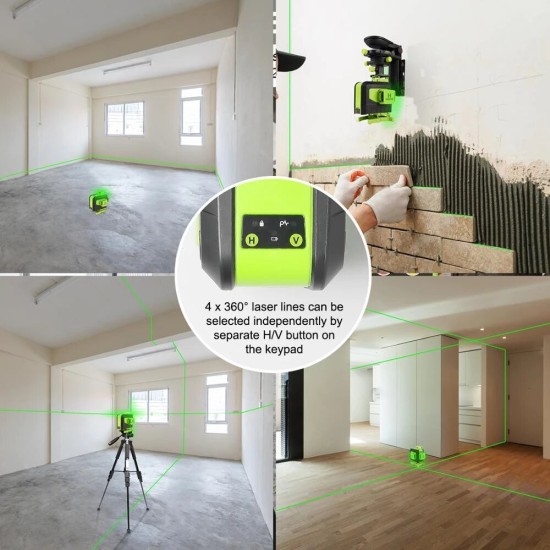 904DG 16 lines 4D Cross Line Laser Level Green Beam Line with Remote Control for Tiles Floor Multifunction