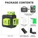 B03CG 3D Cross Line Self-leveling Laser Level 12 lines Green Beam Li-ion Battery with Type-C Charging Port Hard Carry Case