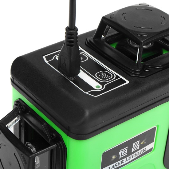 Laser Level 12 Lines Green Self Leveling Vertical Horizontal 3D Leveling Tool 4000mAh Lithium Charge