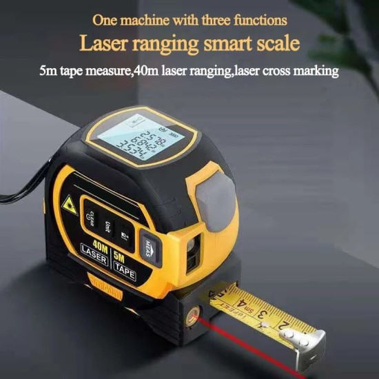 40M/60M Digital Laser Distance Meter 5M Tape Measuring Laser Reticle 3 In 1 Electronic Stainless Tape Measure Rangefinders