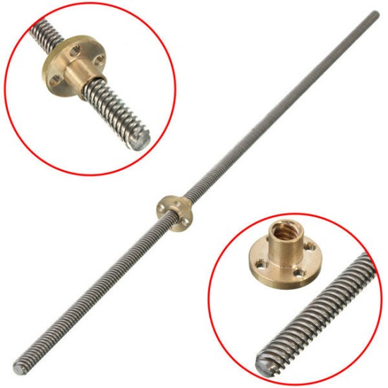 800mm Lead Screw 8mm Thread Lead Screw 2mm Pitch Lead Screw with Brass Nut