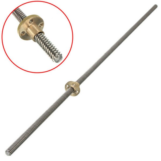 800mm Lead Screw 8mm Thread Lead Screw 2mm Pitch Lead Screw with Brass Nut