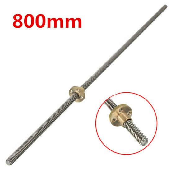 800mm Lead Screw 8mm Thread Lead Screw 2mm Pitch Lead Screw with Brass Nut
