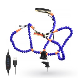 Desk Clip PCB Soldering Holder 3X Magnifier 3 Colors Illuminated Lamp Welding Helping Hand Flexible Arm Soldering Third Hand Tool Desk Clip PCB Soldering Holder 3X Magnifier 3 Colors Illuminated Lamp Welding Helping Hand Flexible Arm Soldering Third Hand Tool