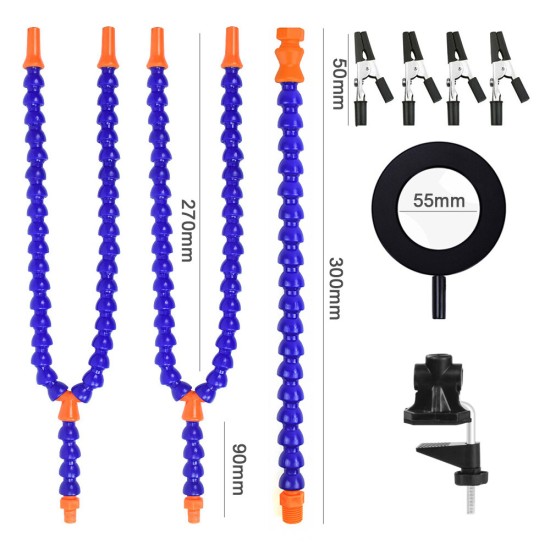 Desk Clip PCB Soldering Holder 3X Magnifier 3 Colors Illuminated Lamp Welding Helping Hand Flexible Arm Soldering Third Hand Tool