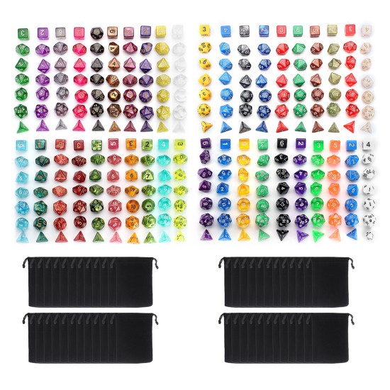 140Pcs/280Pcs Polyhedral Dices for Dungeons & Dragons Desktop Games With Storage Bags