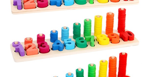 3 in 1 Arithmetic Digital Shape Logarithmic Board Letter Blocks Kid's ...