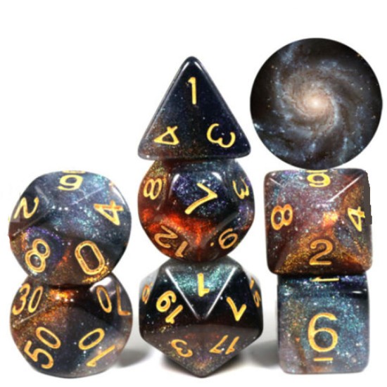 7PCS T&G Creative Universe Galaxy Polyhedral Dices Set For DND Game Desktop Games
